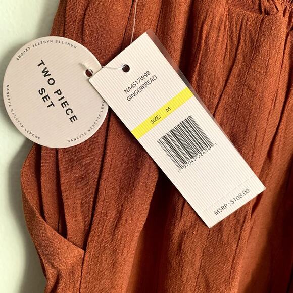 Nanette Lepore Orange Coordinate Top Wide Leg Crop Pant Set Size M NWT - Picture 3 of 16